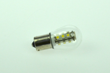 BA15s LED Miniglobe, 15xSMD 3528 25 Lumen gelb 12V 0,7W DC-kompatibel 10-30V