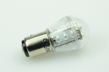 BA15s LED Miniglobe, 15xSMD 3528 27 Lumen rot 12V 0,7W DC-kompatibel 10-30V 