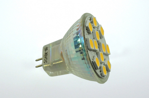 GU4 LED Spot MR11, 12xSMD 5050 210 Lumen warmweiss 12V 2,3W DC-kompatibel 10-30V 