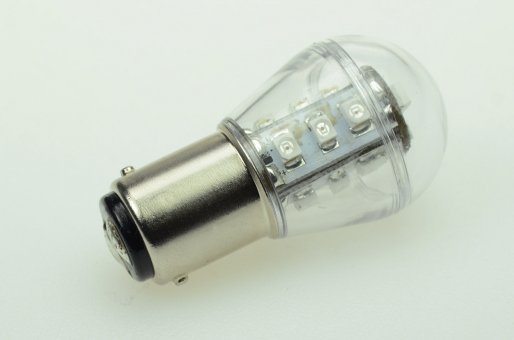 BA15d LED Miniglobe, 15xSMD 3528 27 Lumen rot 12V 0,7W DC-kompatibel 10-30V 