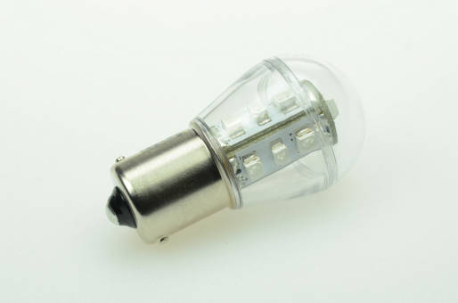 BA15s LED Miniglobe, 15xSMD 3528 51 Lumen grün 12V 0,9W DC-kompatibel 10-30V 
