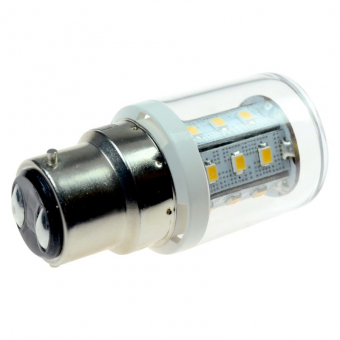 B22d LED Tubular, 24xSMD 2835 270 Lumen warmweiss 12V 2,5W DC-kompatibel 10-30V 
