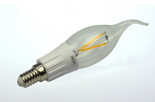 E14 LED Kerze, 2x Filament 280 Lumen warmweiss 230V 3,3W DC-kompatibel 180-230V 