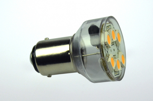BA15d LED Spot, 6xSMD 5050 100 Lumen warmweiss 12V 1W DC-kompatibel 10-30V 