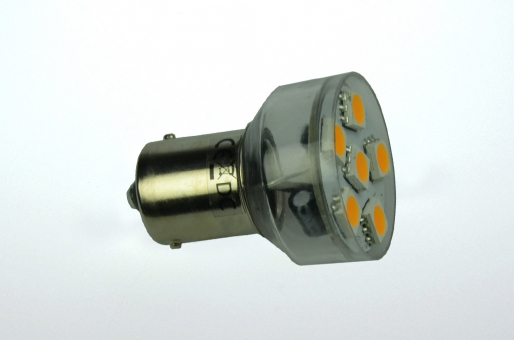 BA15s LED Spot, 6xSMD 5050 100 Lumen warmweiss 12V 1W DC-kompatibel 10-30V   