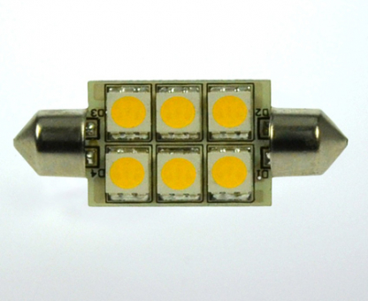 42mm LED Soffittenlampe, 6xSMD 5050 100 Lumen warmweiss 12V 1W DC-kompatibel 10-30V   
