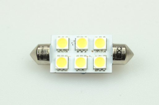 42mm LED Soffittenlampe, 6xSMD 5050 120 Lumen kaltweiss 12V 1W DC-kompatibel 10-30V   