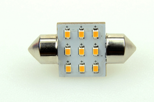 31mm LED Soffittenlampe, 9xSMD 2216 80 Lumen warmweiss 12V 0,9W DC-kompatibel 10-30V   