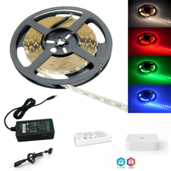 Zigbee SmartHome-Kit LED Lichtband 60x SMD5050 RGBW, 1600 Lumen 12V 18W + Zubehör 