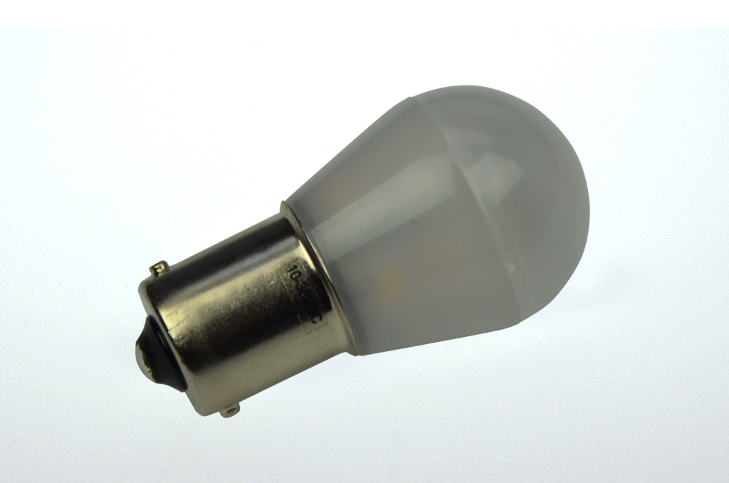 BA15S LED Miniglobe, 15xSMD 3528 110 Lumen warmweiss 12V 1,6W DC-kompatibel  10-30V